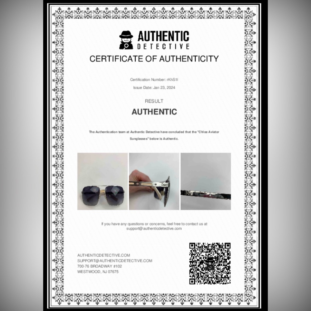 Chloe Vintage Sunglasses Silver wire frame Aviator square Authenticated Rare - Picture 3 of 16